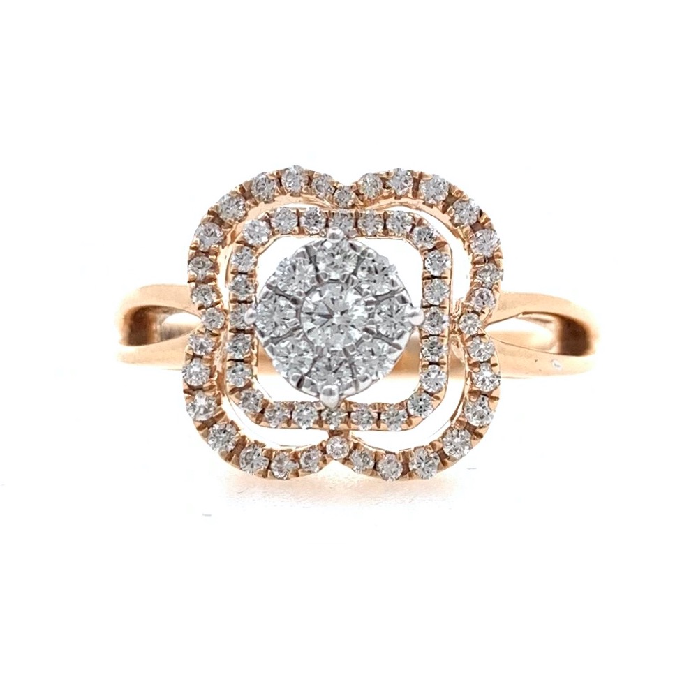18kt / 750 Rose Gold Simple Diamond Ladies Ring 9LR353 - Image 2