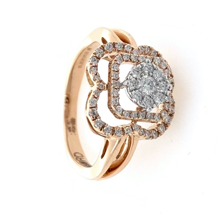 18kt / 750 Rose Gold Simple Diamond Ladies Ring 9LR353