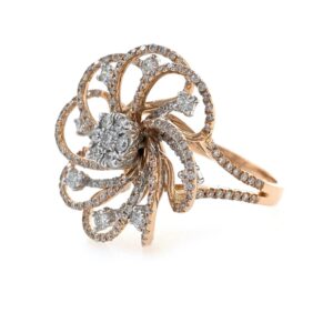 18kt / 750 rose gold Fancy Flower Diamond Ring for Ladies 9LR348