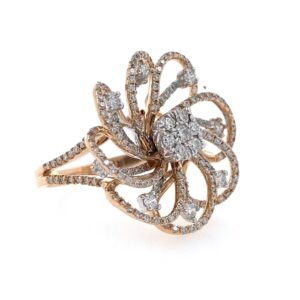 18kt / 750 rose gold Fancy Flower Diamond Ring for Ladies 9LR348