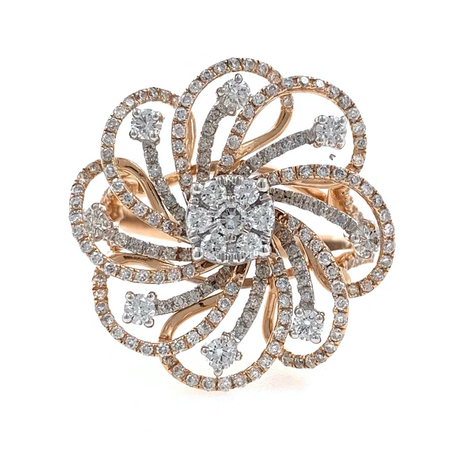 18kt / 750 rose gold Fancy Flower Diamond Ring for Ladies 9LR348