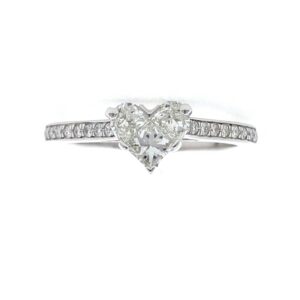 18kt / 750 white gold classic heart diamond ladies ring 9lr325