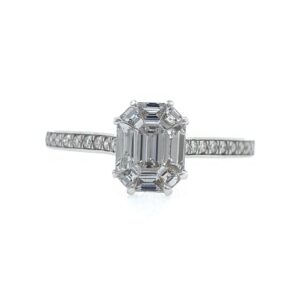 18kt / 750 White Gold Classic Emerald Cut Solitaire Diamond Ring for Ladies 9LR323
