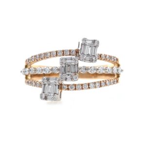 18kt / 750 rose gold three solitaire look diamond ring for ladies 9lr300