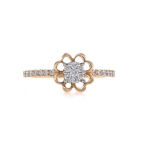18kt / 750 Rose gold Floral Design Diamond Ladies Ring 9LR299