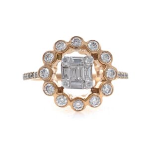 18kt / 750 rose gold floral designer diamond ladies ring 9lr261
