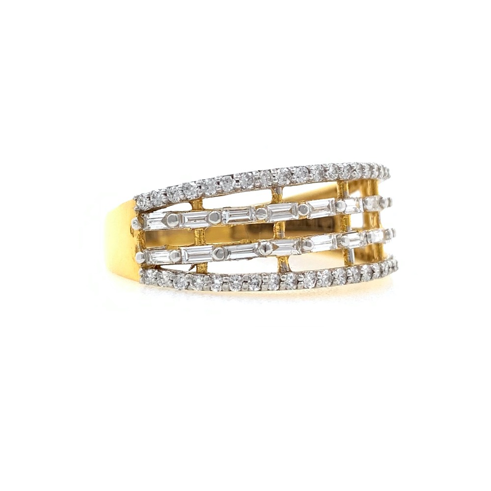 18kt / 750 Yellow Gold Classic Band Diamond ring for Ladies 9LR253 - Image 3