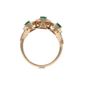 18kt / 750 Rose Gold Diamond & Emerald Ladies Ring 9LR235