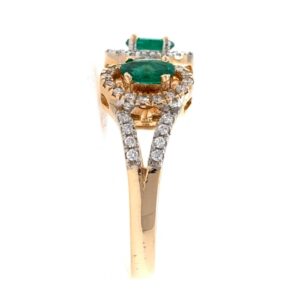 18kt / 750 Rose Gold Diamond & Emerald Ladies Ring 9LR235