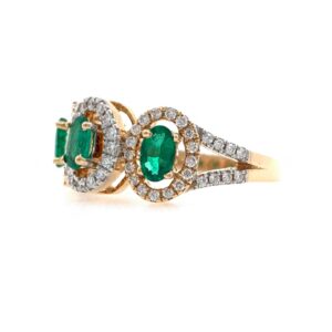 18kt / 750 Rose Gold Diamond & Emerald Ladies Ring 9LR235