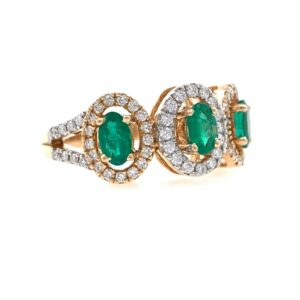 18kt / 750 Rose Gold Diamond & Emerald Ladies Ring 9LR235