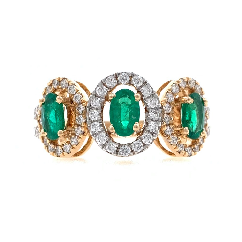 18kt / 750 Rose Gold Diamond & Emerald Ladies Ring 9LR235