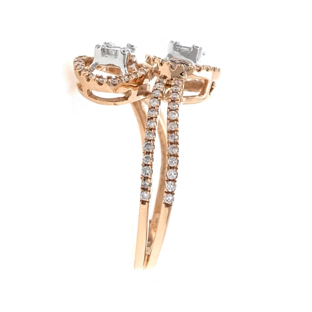 18kt / 750 rose gold twin solitaire diamond ladies ring 9lr223 - Image 4