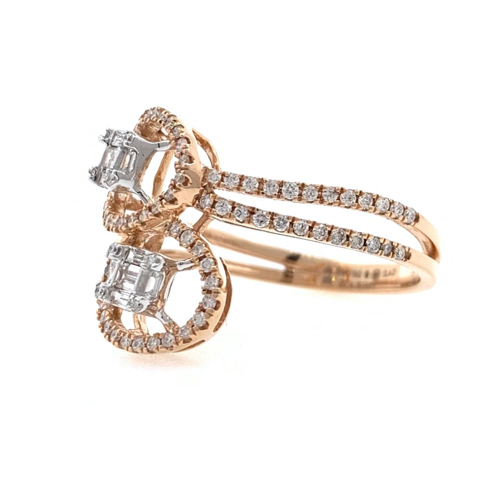 18kt / 750 rose gold twin solitaire diamond ladies ring 9lr223 - Image 3