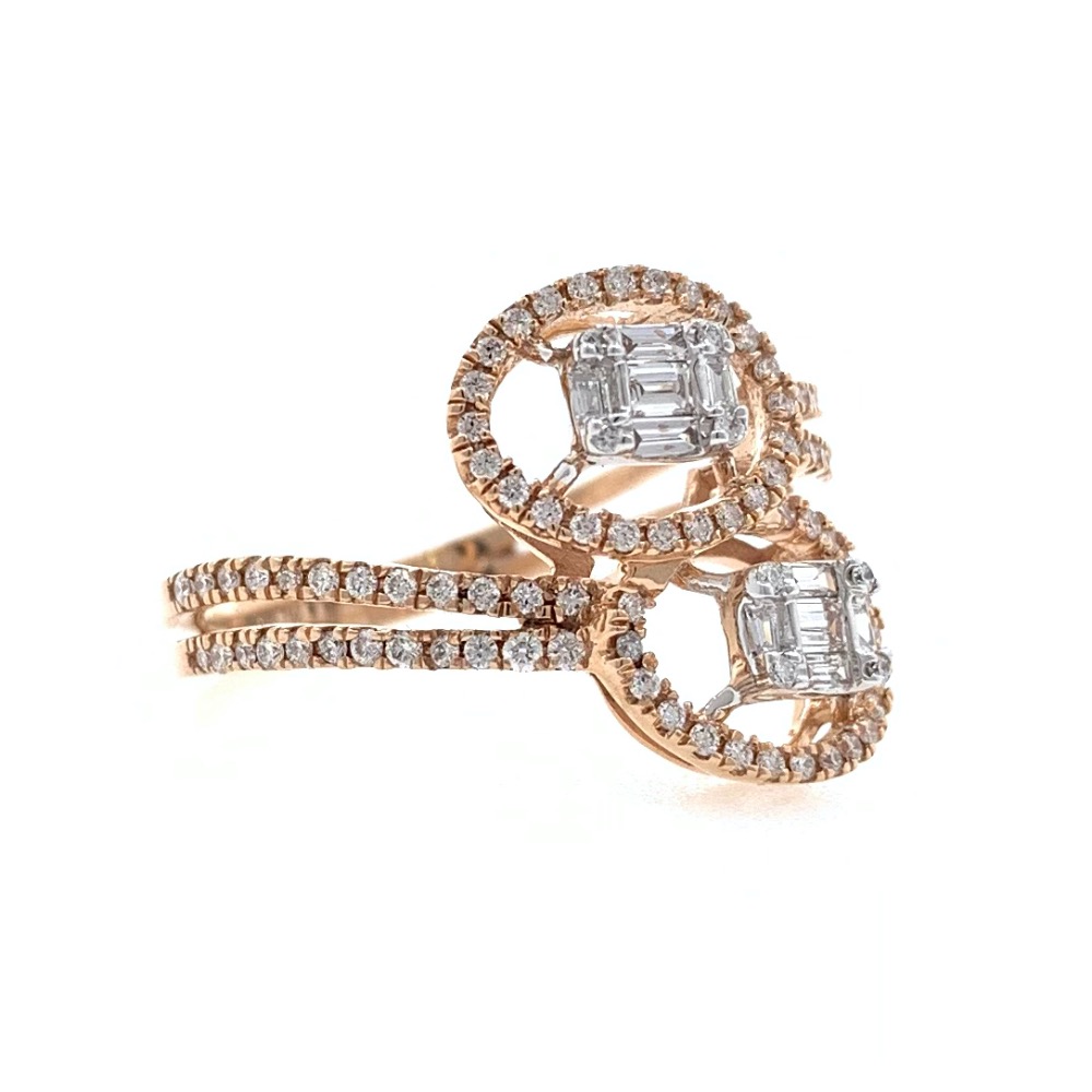 18kt / 750 rose gold twin solitaire diamond ladies ring 9lr223 - Image 2