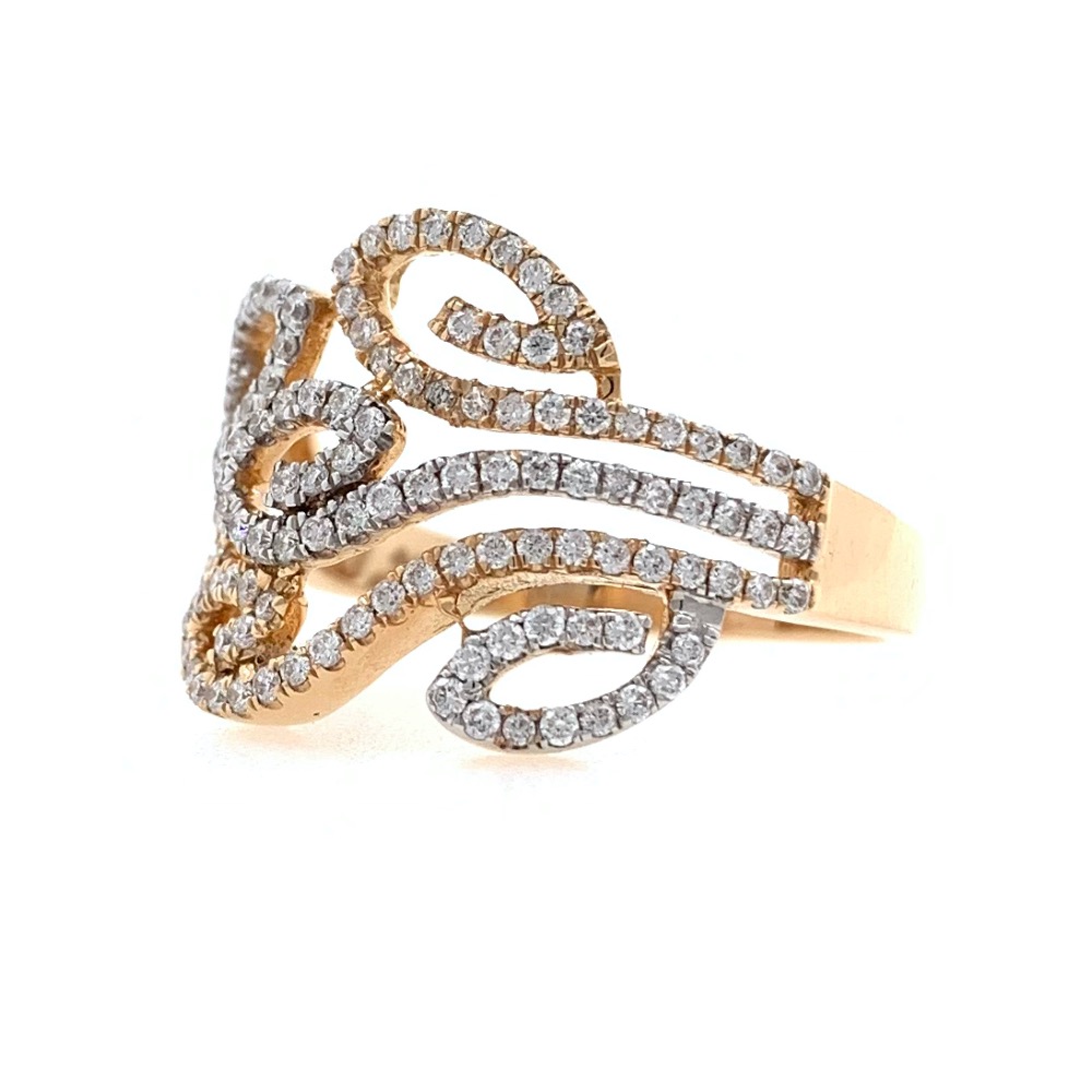 18kt / 750 rose gold leaf diamond ladies ring 9lr209 - Image 3