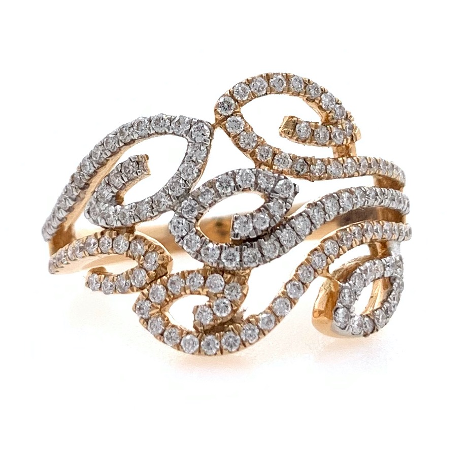 18kt / 750 rose gold leaf diamond ladies ring 9lr209