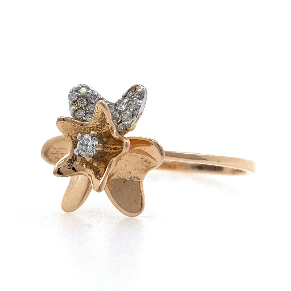 18kt / 750 Rose gold Star Flower Diamond Ladies Ring 9LR208 - Image 3