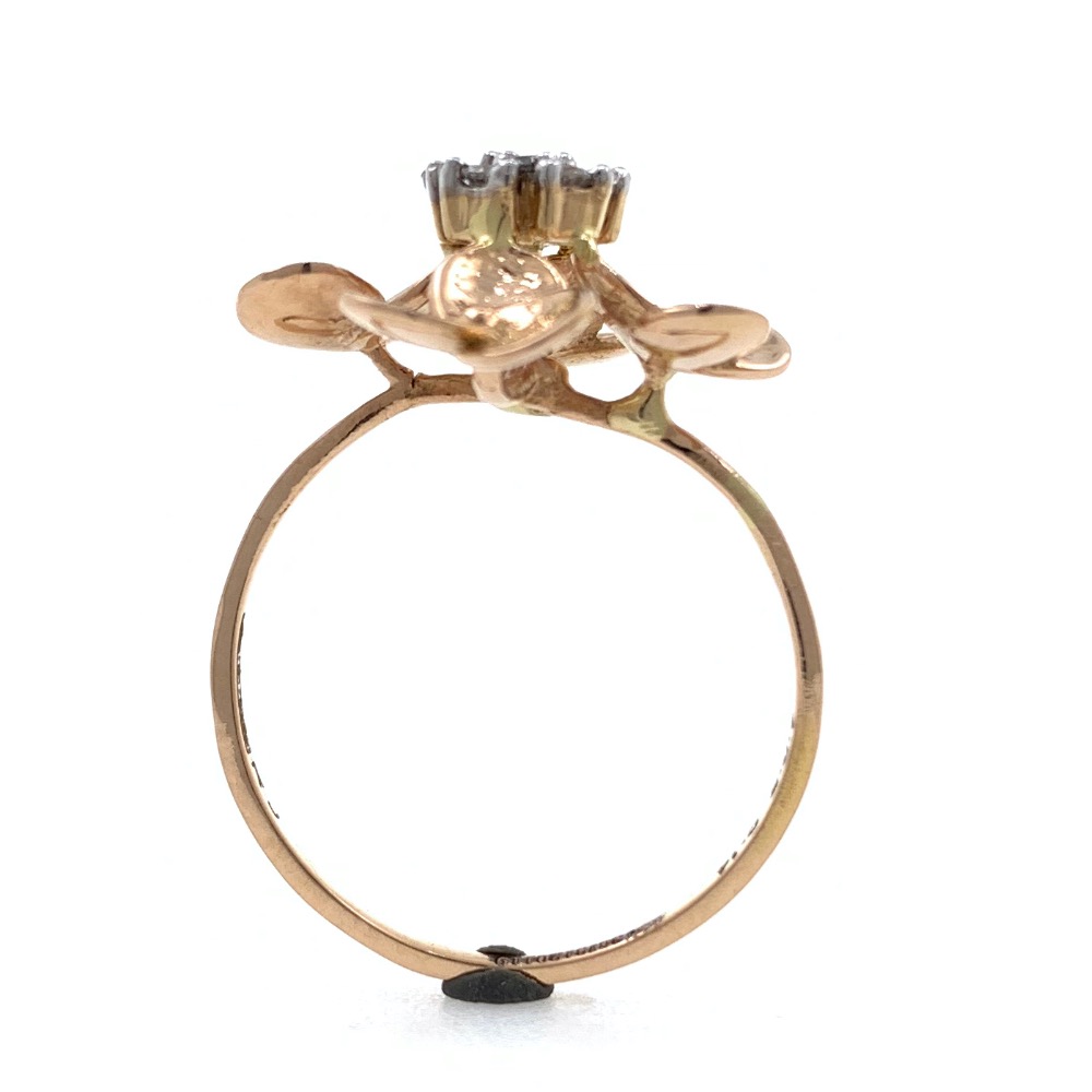 18kt / 750 rose gold - golden flower diamond ladies ring 9lr206 - Image 5