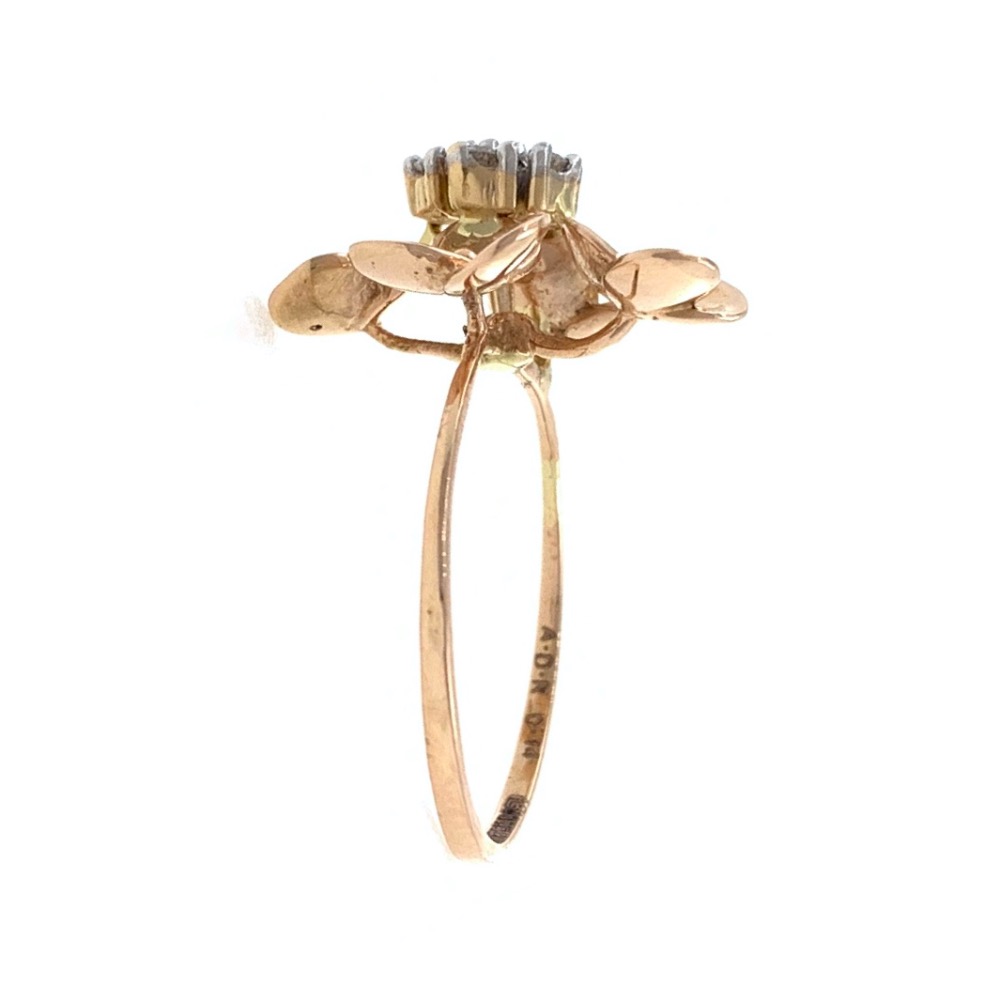 18kt / 750 rose gold - golden flower diamond ladies ring 9lr206 - Image 4