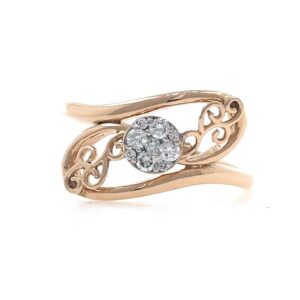 18kt / 750 Rose Gold Fancy Pressure Set Diamond Ladies Ring 9LR205