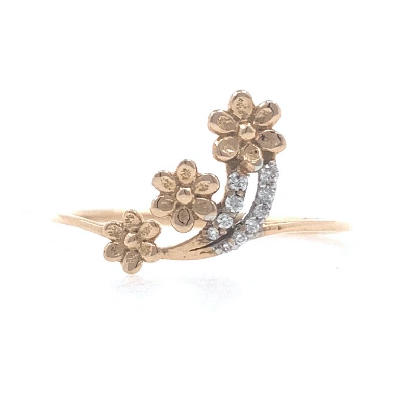 18kt / 750 rose gold Three Flower Diamond Ladies Ring 9LR201