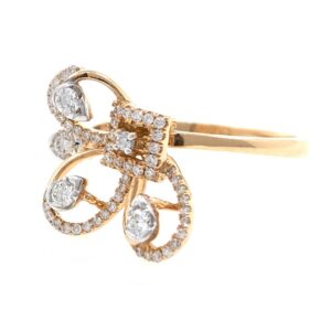 18kt / 750 rose gold fancy designer diamond ladies ring 9lr169