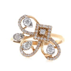 18kt / 750 rose gold fancy designer diamond ladies ring 9lr169