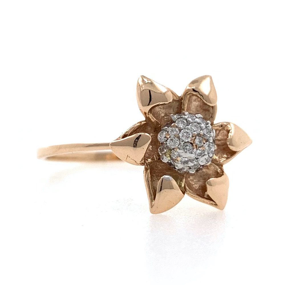 18kt / 750 rose gold sunflower diamond ladies ring 9lr168 - Image 2
