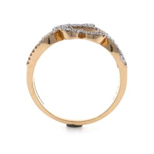 18kt / 750 rose gold dual heart diamond ladies ring 9lr167
