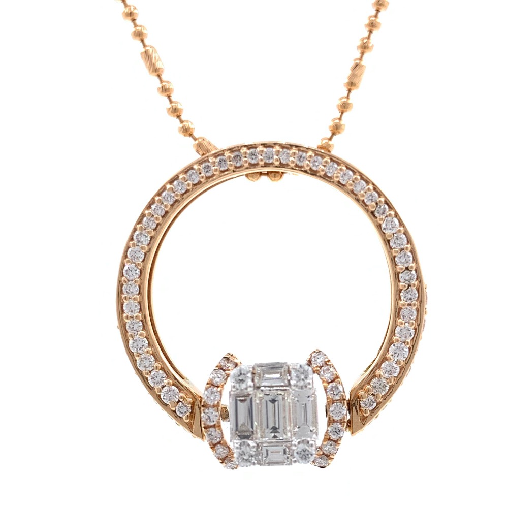 18kt / 750 rose gold pendant cum diamond ring for ladies 9lr160 - Image 2