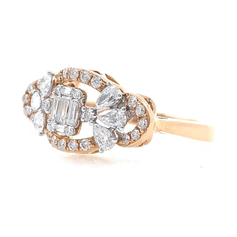 18kt / 750 rose gold fancy daily wear diamond ladies ring 9lr159 - Image 3