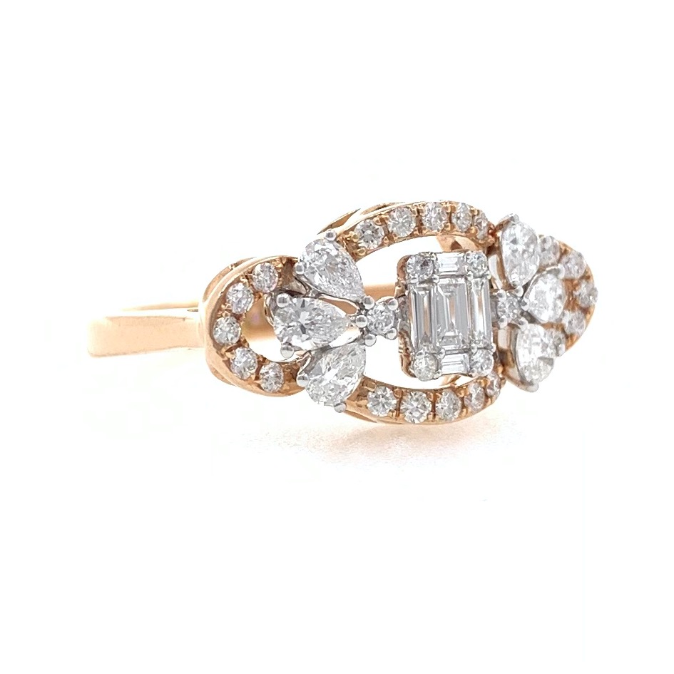 18kt / 750 rose gold fancy daily wear diamond ladies ring 9lr159 - Image 2