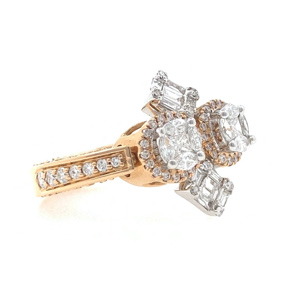 18kt / 750 rose gold designer pendant cum diamond ladies ring 9lr141 - Image 3
