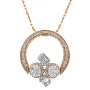 18kt / 750 rose gold designer pendant cum diamond ladies ring 9lr141