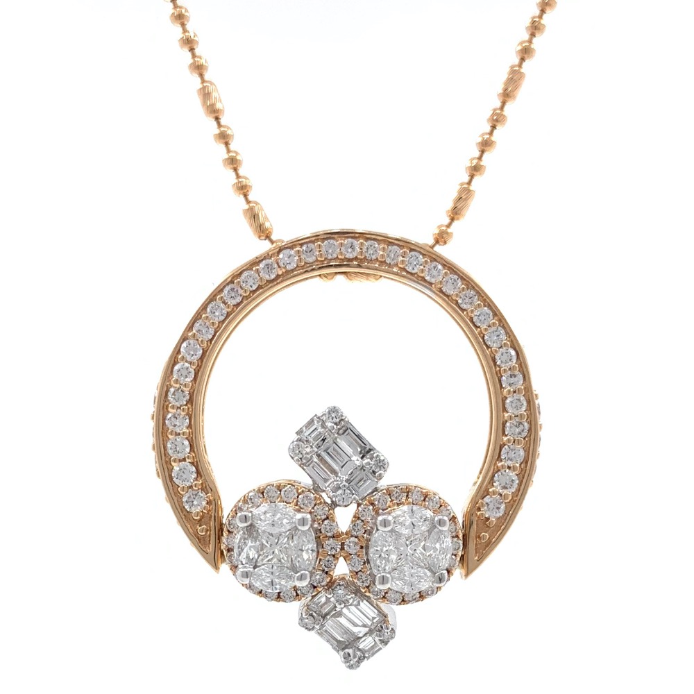 18kt / 750 rose gold designer pendant cum diamond ladies ring 9lr141 - Image 2