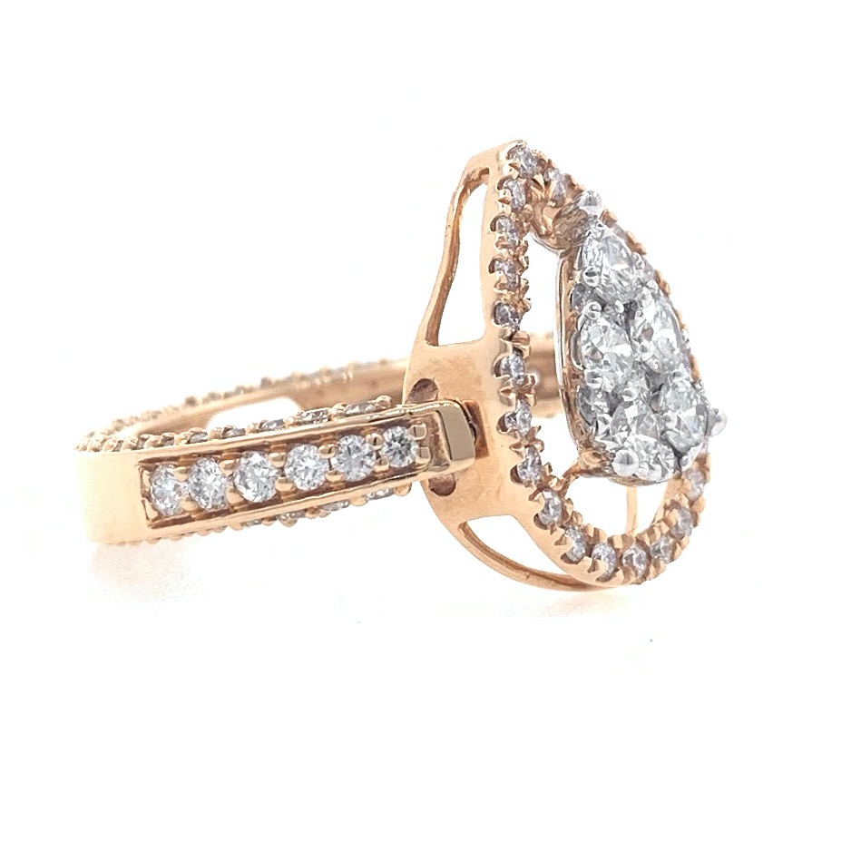 18kt / 750 rose gold diamond pendant cum diamond ring for ladies 9lr140 - Image 3
