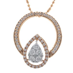 18kt / 750 rose gold diamond pendant cum diamond ring for ladies 9lr140