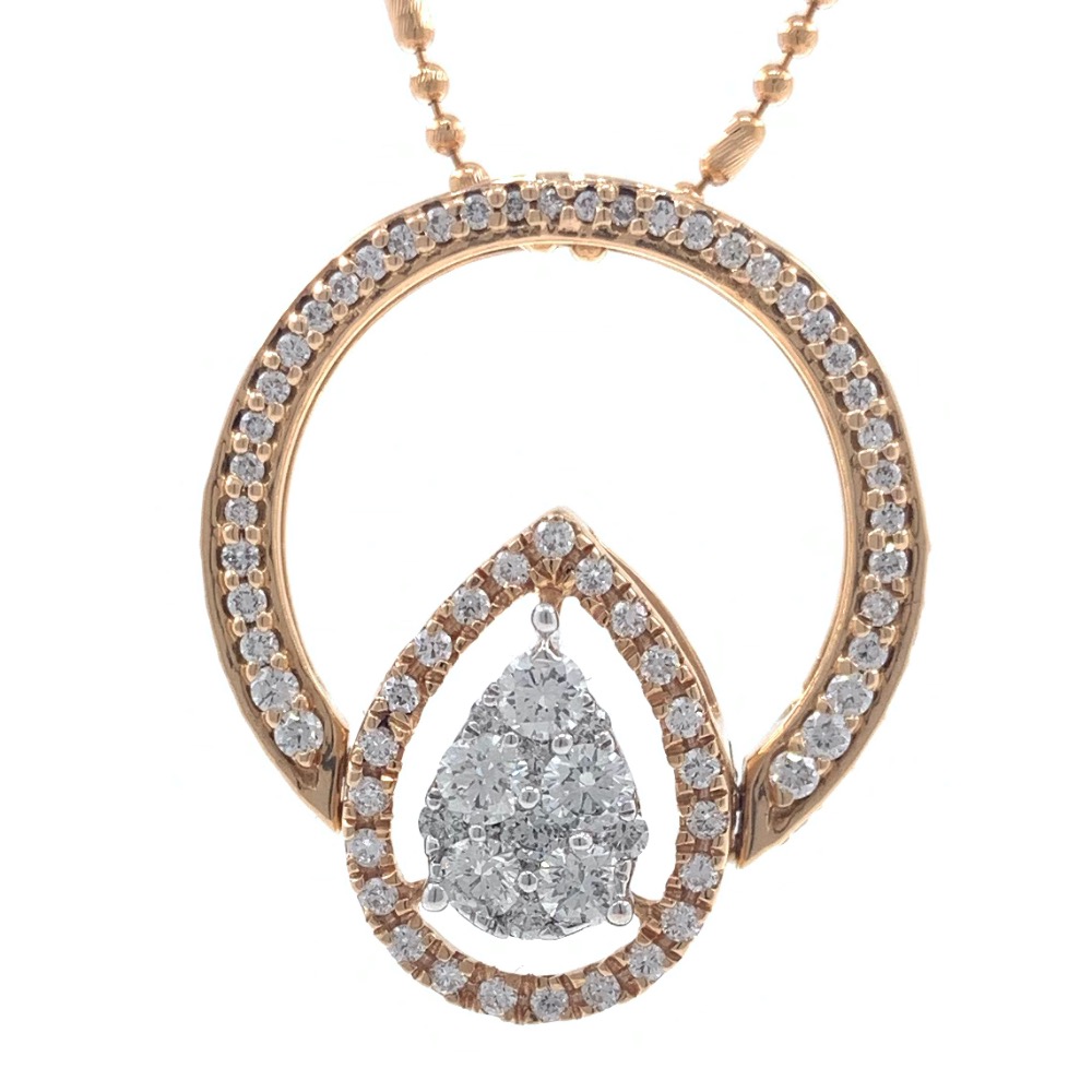 18kt / 750 rose gold diamond pendant cum diamond ring for ladies 9lr140 - Image 2