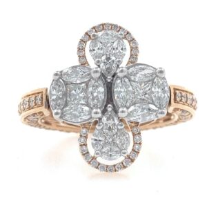 18kt / 750 rose gold designer pendant cum diamond ring 9lr139