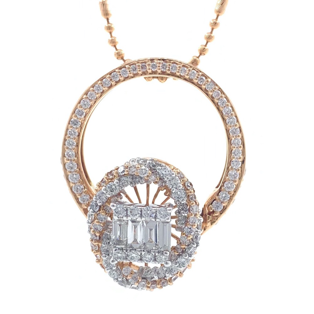 18kt / 750 rose gold designer pendant cum ring for ladies 9lr138 - Image 2