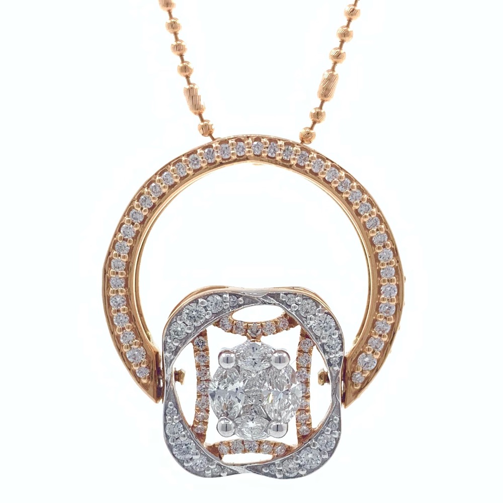 18kt / 750 rose gold fancy pendant cum ladies ring 9lr137 - Image 2
