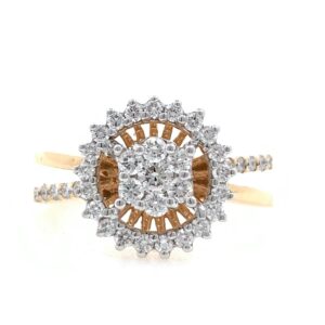 18kt / 750 rose gold flower diamond ring for ladies 9lr98