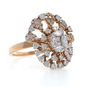 18kt / 750 rose gold solitaire look designer ladies ring 9lr81
