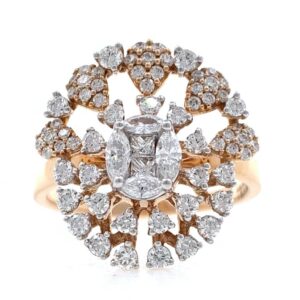 18kt / 750 rose gold solitaire look designer ladies ring 9lr81