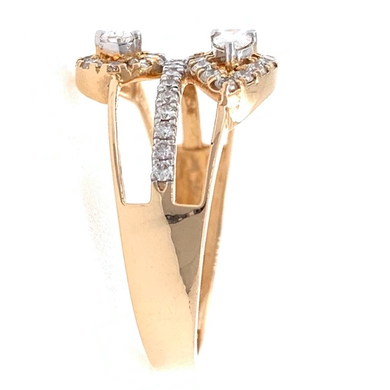 18kt / 750 rose gold two drop diamond ladies ring 9lr64 - Image 4
