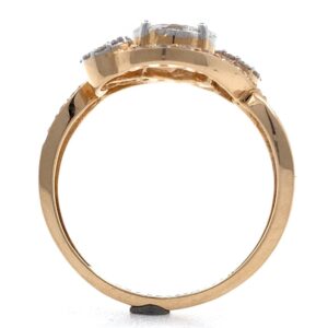 18kt / 750 rose gold three solitaire look diamond ladies ring 9lr63