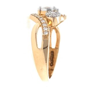 18kt / 750 rose gold three solitaire look diamond ladies ring 9lr63