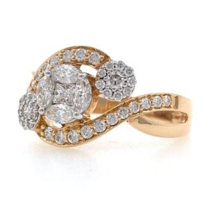 18kt / 750 rose gold three solitaire look diamond ladies ring 9lr63