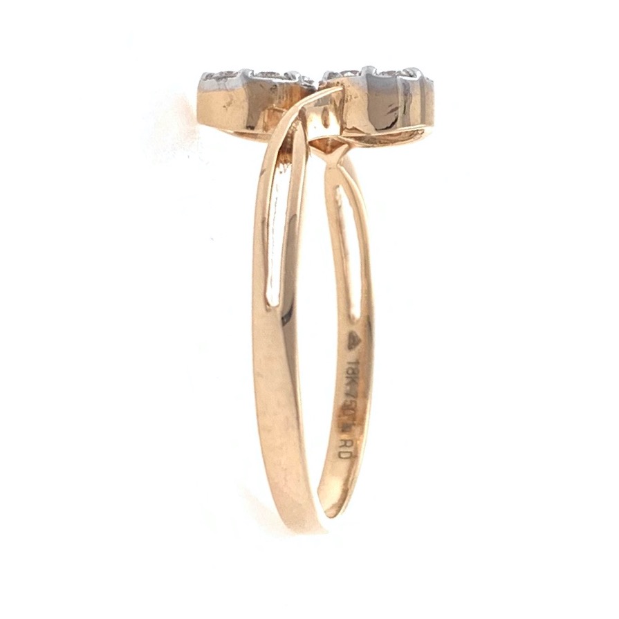 18kt / 750 rose gold dual solitaire look diamond ladies ring 9lr58 - Image 4